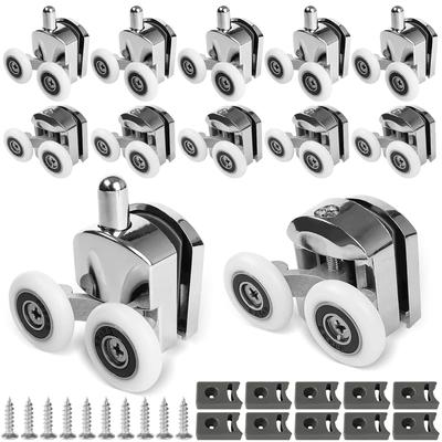 23mm Zinc Alloy Double-Wheel Sliding Shower Door Roller Anti-Collision Block Bathroom Door Bearing Wheel Runners 10PCS