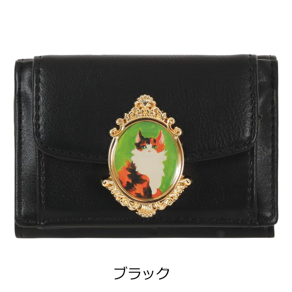 Paul Joe Accessories Wallet with Cat Green & PJA-W1173 Tri-fold Brooch, Women's,