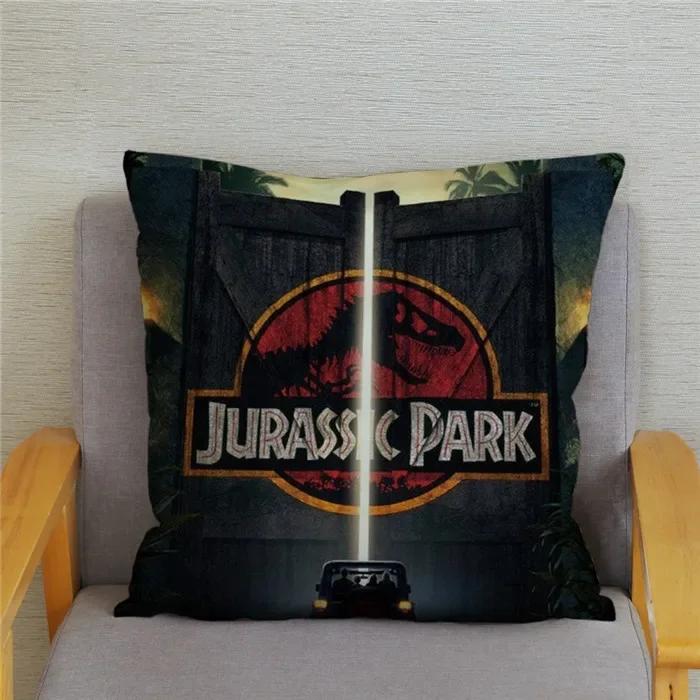 Jurassic Park Dinosaur Print Pillowcase Peach Skin Cushion Cover Home Decor ,(4) 30x30cm