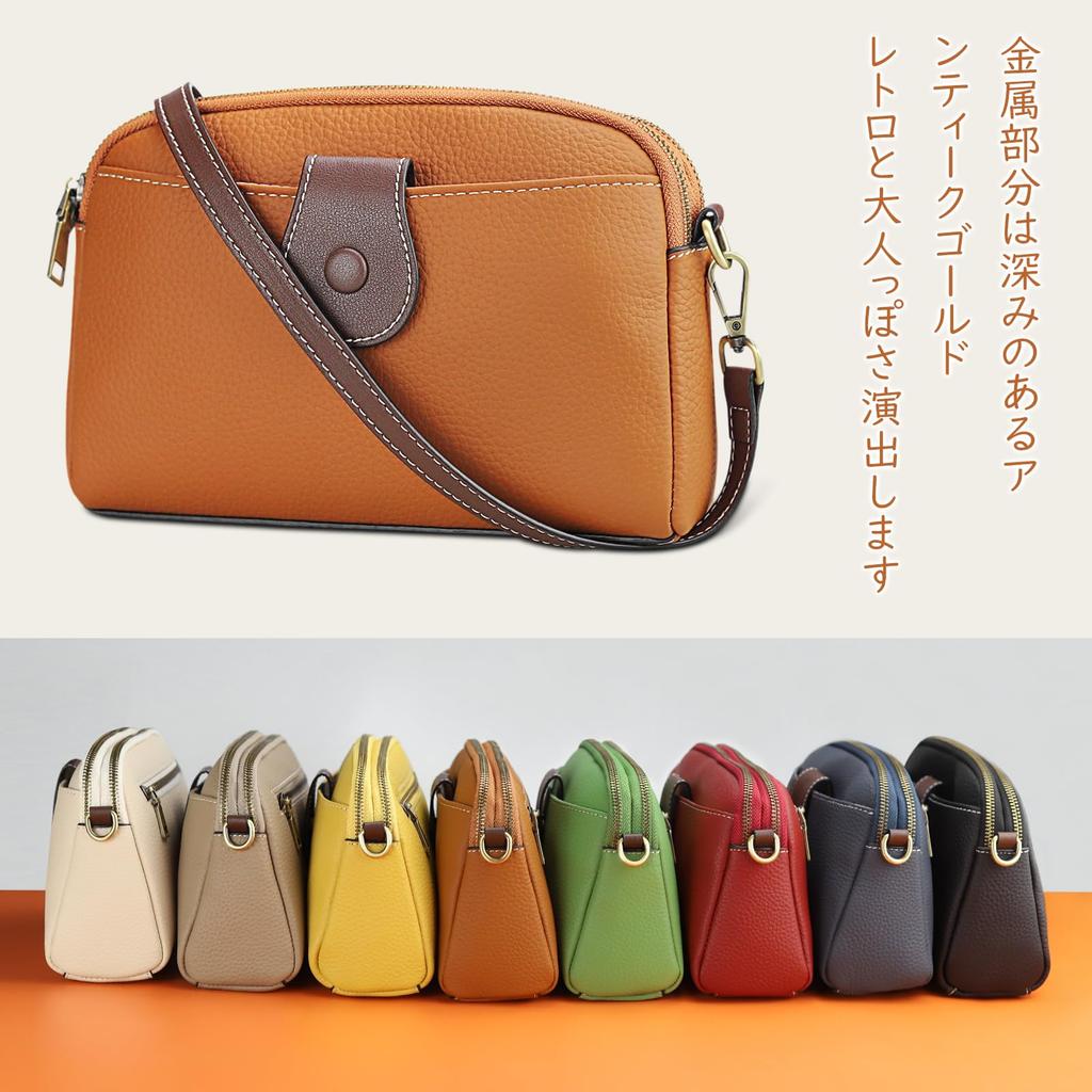 Shoulder Genuine Crossbody Shoulder Mini Small with Zipper Gift [FUKUYIN] Bag, Leather, Women's, 2-Way Bag, Handbag, Bag, Bag, Pocket, Lightweight,
