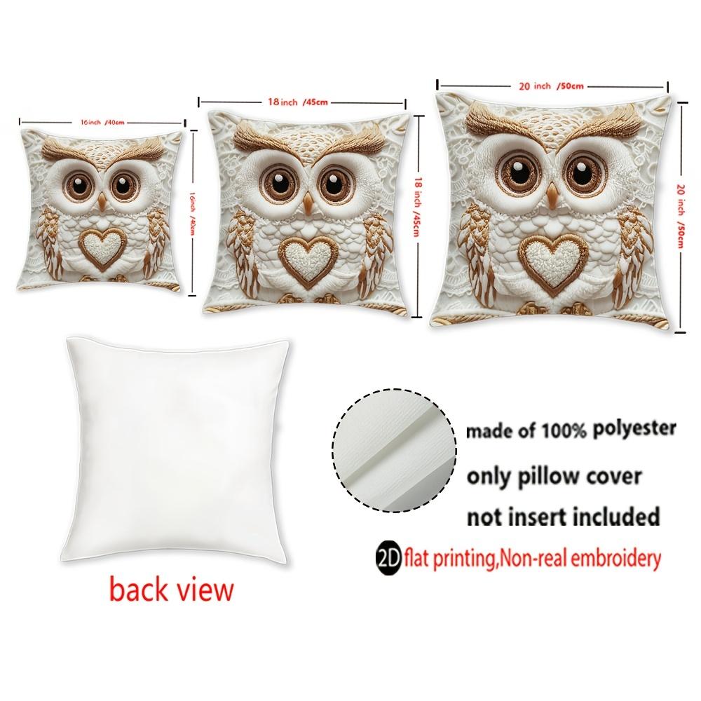 Short Plush 2D Flat Printing Owl Love Throw Pillow Covers, Zippered Polyester Comfortable Decor Pillowcases,