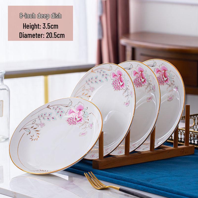 Handon Cardamom Years Gold-Trimmed Rice Husk Deep Plate Set