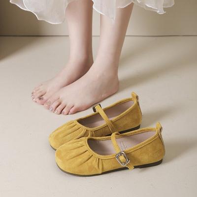 Temperament runde Zehenpartie plissierte Mary Jane Schuhe Herbst und Winter neue Schnalle flache Schuhe Damenrock Doudou Schuhe