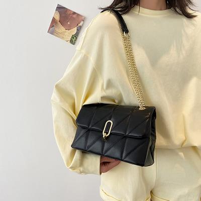 Novas bolsas verdes casuais de corrente crossbody para mulheres, moda simples, bolsa de ombro, bolsas femininas de grife, bolsas de couro PU, bolsas mensageiro