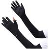 Fashion Solid Color Long Sleeve Sun Protection Non-slip Sunscreen Sleeve Gloves Elastic Cooling Ice Silk Arm Sleeve Women