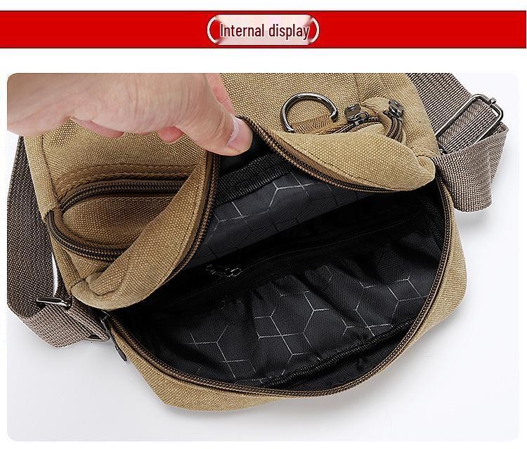 Sac bandoulière et sac à épaule multifonction en toile pour homme - Sac à main décontracté unisexe