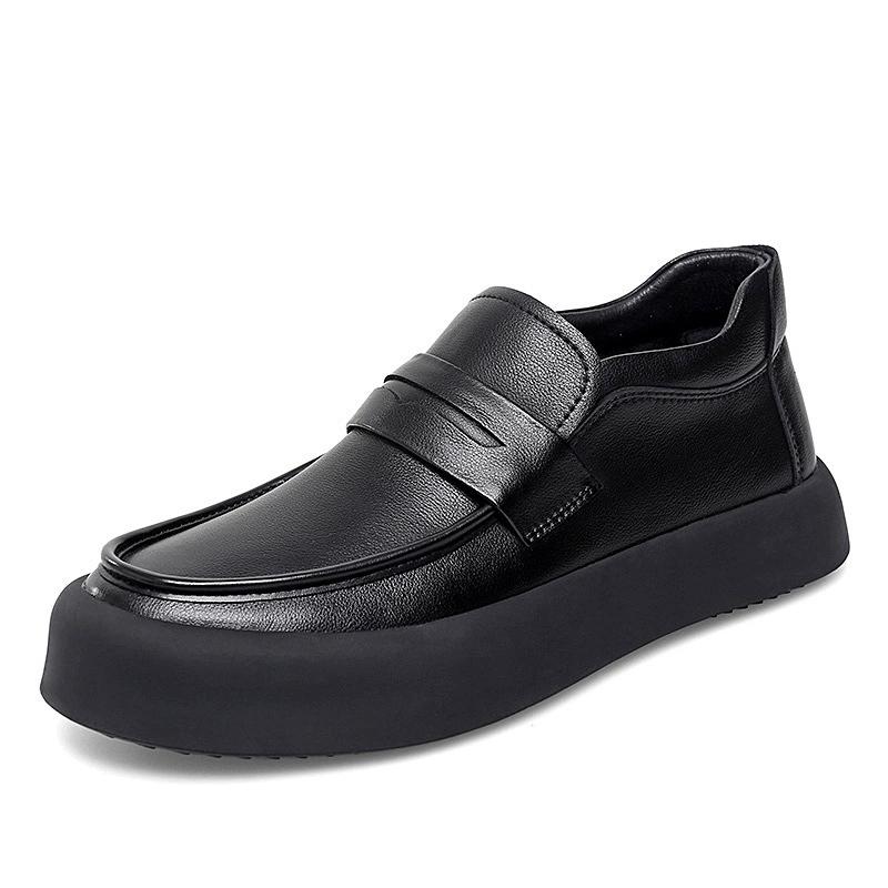 

Autumn New Designer Leather Loafers Male Fashion Casual New Designer Black British Platform Shoes for Men Walking 38