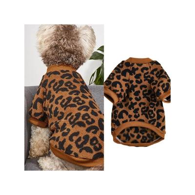 Welpen Pullover Hunde Haustier Pullover Winter Leopardenmuster Französische Bulldogge Winter Warmer Pullover Haustierbekleidung Hundebekleidung