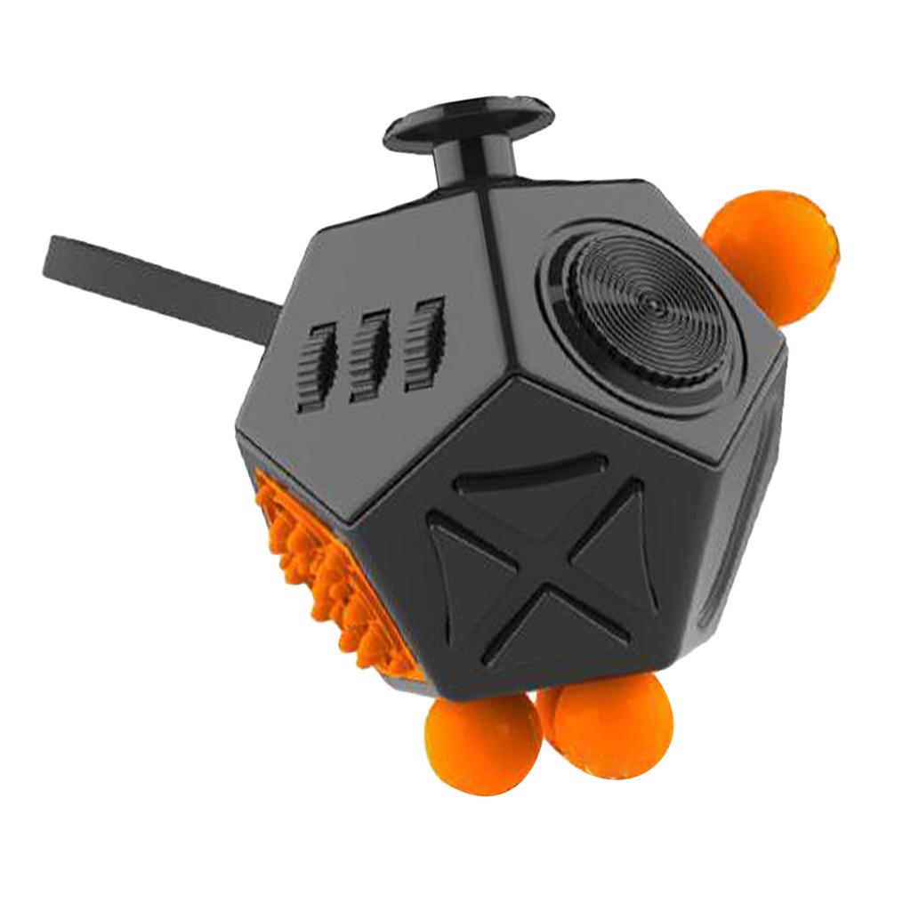 Decompression Dice Toy 12 Sides Rotating Rolling Finger Massage Reduce Anxiety Fingertip Dice Toy Black