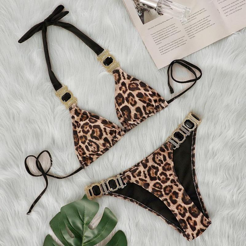 Women S Sexy Leopard Print Split Bikini Swimsuit Ins Style