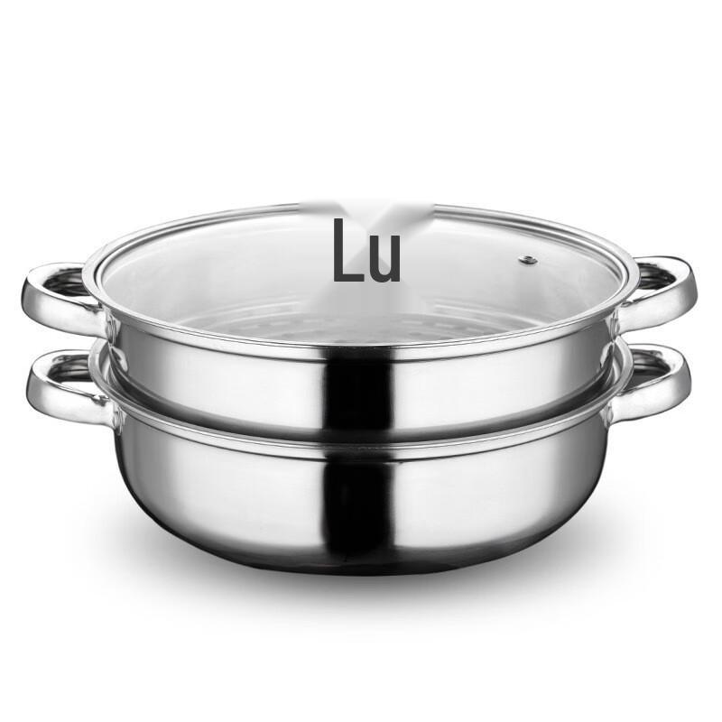 ZISIZ 304 Stainless Steel 28CM Double-Layer Steamer Soup Pot
