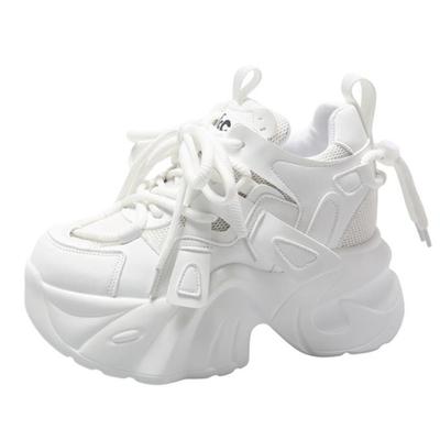 Módne 7CM Dámske Ležérne Kožené Tenisky Jesenné Šnurovacie Topánky na Vysokej Platforme Hrubá Podrážka Športové Otec Tenisky Dámske Tenisky Chaussure Femme