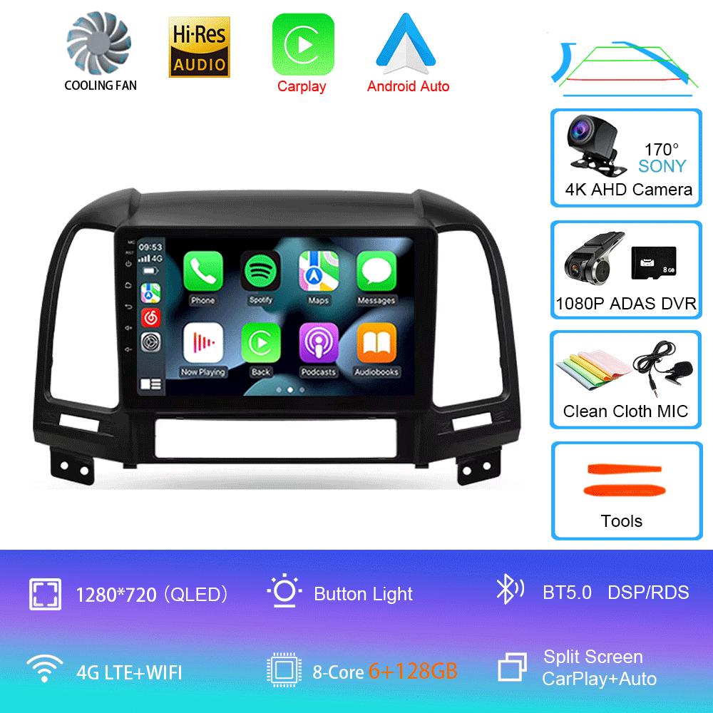 Car Radio Android 14 Carplay Auto 2K Screen Multimedia Player For Hyundai Santa Fe 2 2006-2012 Autoradio Stereo 2din Head Unit
