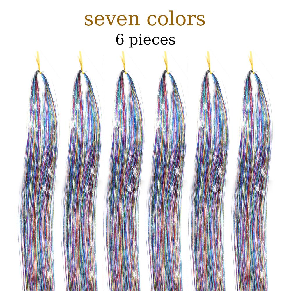 48 Inch Synthetic Hair Tinsel Kit With Tool 1200 strands Tinsel Hair Extensions 12 Colors Fairy Hair Tinsel Sparkling Shiny Hair