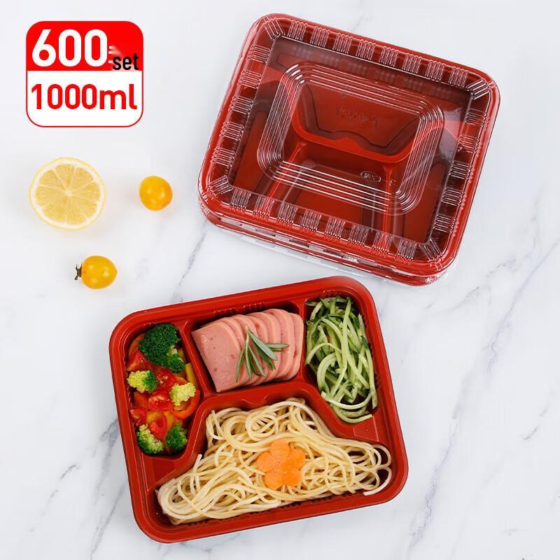 Disposable 4-Compartment Lunch Box with Lid