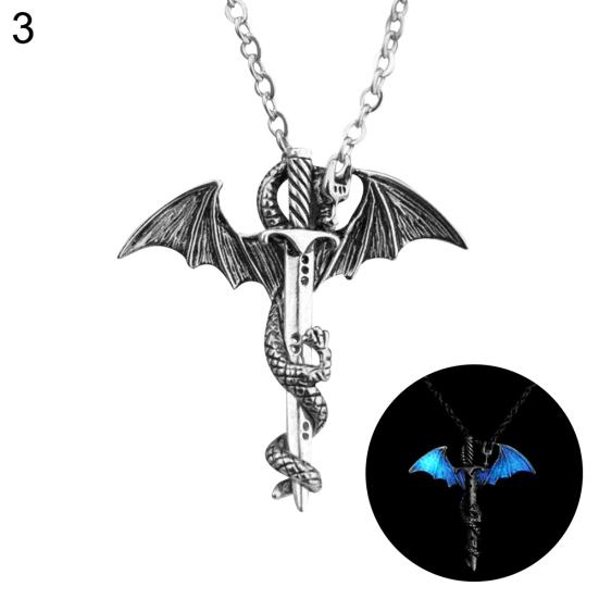 Punk Uomo Glow In The Dark Pendente Spada Drago Collana a Catena Gioielli da Festa Regalo