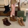 French Pointed Pile Boots Women's 2025 New Autumn and Winter Suede Pleated Thin Boots Cat Heel Low Heel Versatile Short Boots