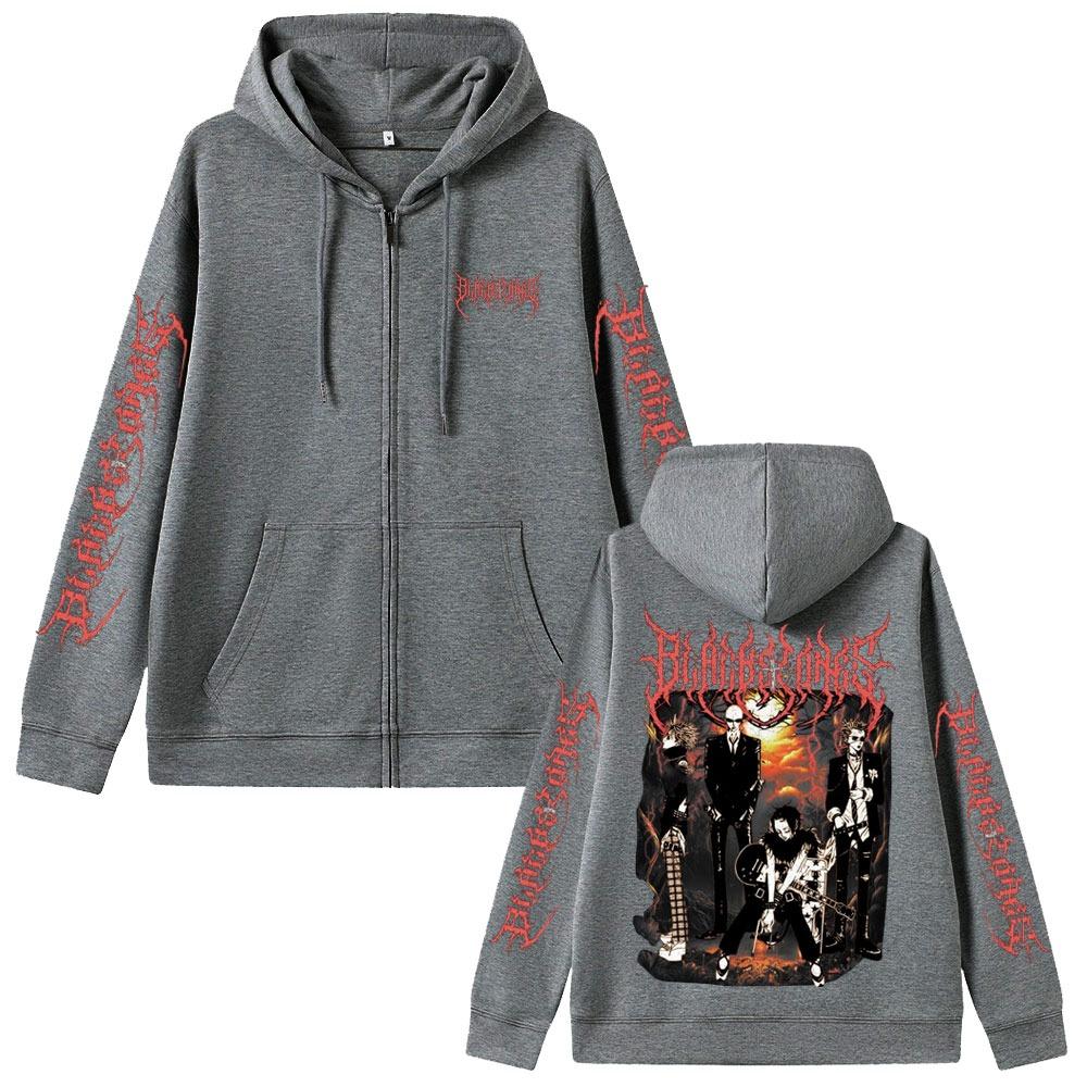 Anime Oosaki Nana Merch Zipper Hoodie Grunge Rock Black Stones Zip Up Jacket Men Women Clothing Manga Gothic Zip Up Sweatshirt