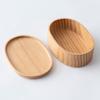 Osaka Choseido Wooden Lunch Oval Single Tier with Beige Hollowed-Out Box, (Mottled Grain), Lacquered, (350cc, Oval, Band)