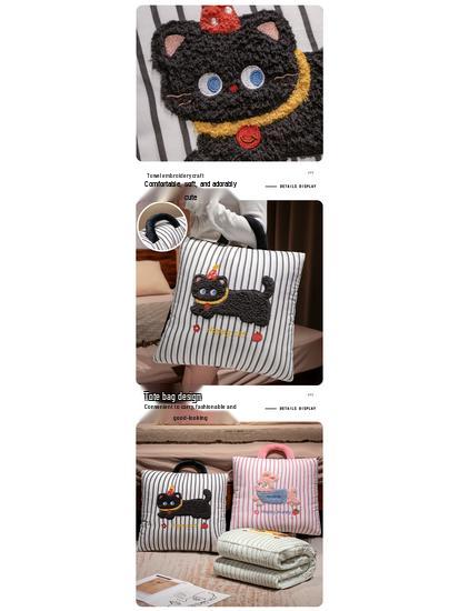 Office Nap Pillow Blanket: 2-in-1 Sofa Throw & Car Cushion Quilt