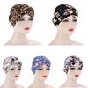 JYL DIY Leopard Print Turban Hat Women Muslim Cap Gauze