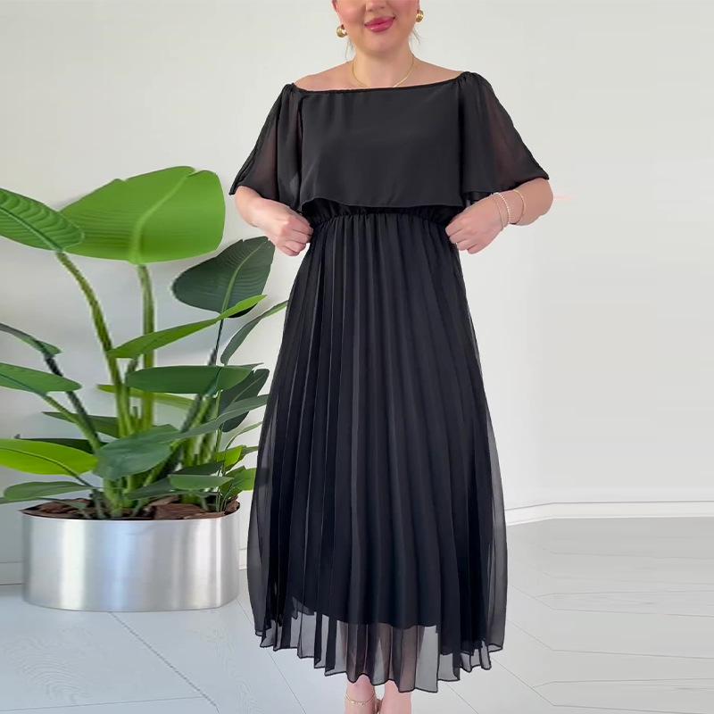 2024 European-American Women's One-Shoulder High-Waisted Mesh Long Dress