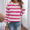 Sweaters For Women  R-neck Striped Cute Color Block Fall Winter Knitted Pullover Tops