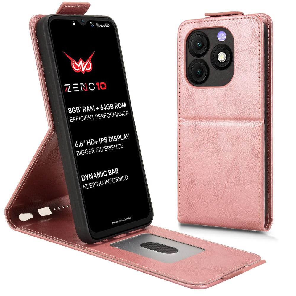 For itel Zeno 10 4G Stand Case Magnetic Clasp Vertical Flip Leather Phone Cover with Card Holder