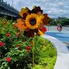 PVC Rotating Sunflower Wind Spinner Stake Standing Lawn Flower Pinwheel  Outdoor Party Picnic Decor