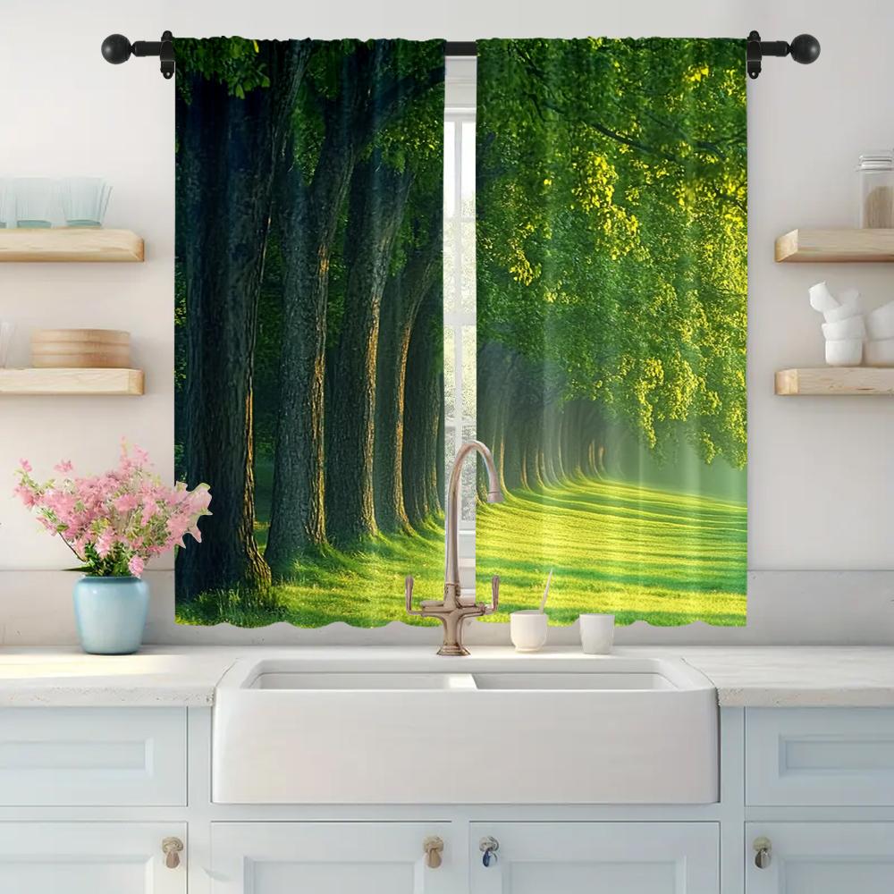 2pc,  Window Drapes Forest1 Blackout  Polyester Wall Decor Suitable for Room/bedroom/Window Decor