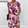 3D Bunter Fischschuppen-Print Kleid Übergroß Damen Kurzarm Freizeitkleid Damen Locker A-Linien Mini Kleid Vestidos De Mujer