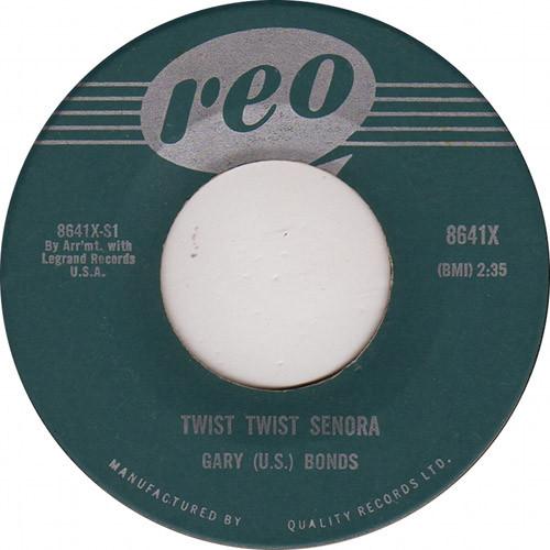 

7-дюймовая пластинка ГЭРИ Ю.С.. BONDS Твист Твист Senora 8641X Reo 1962 Канада Рок Б/У