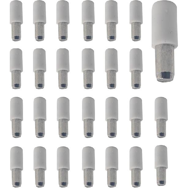 30Pcs 5mm/0.19” Metal Shelf Pegs, Metal Shelf Support Pins Support Holders with Plastic Caps for Wood Glass Shelves, Kitchen Cupboard Replacement 30PCS