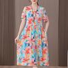 Plus Size Women's Summer Dress Elegant Loose Short Sleeve Long Dress Female Vintage Clothes