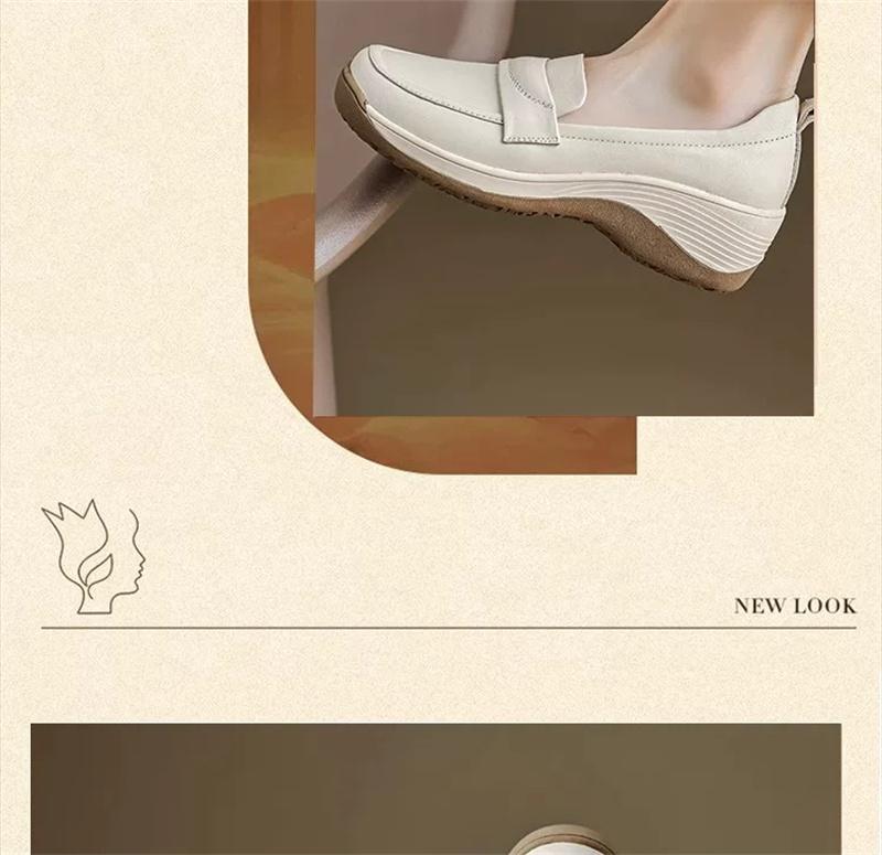 HO2026 Soft Soled Slope Follow Up Shoes for Women Thick Soled Soft Leather Comfortable Le Fu Shoes for Women Casual Shoes