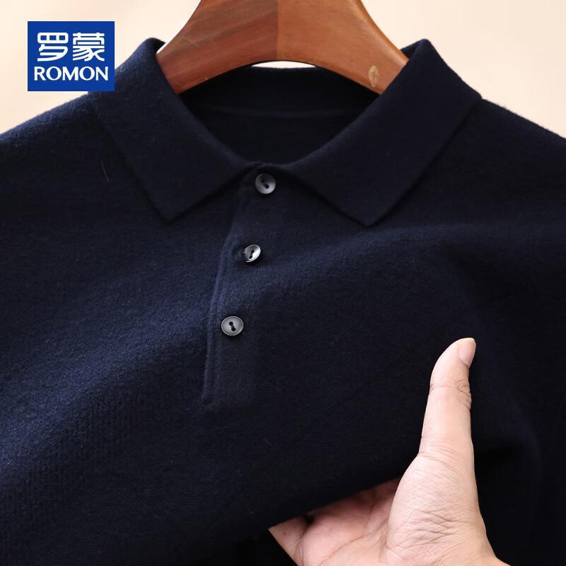 ROMON Men's 100% Pure Wool Polo Sweater