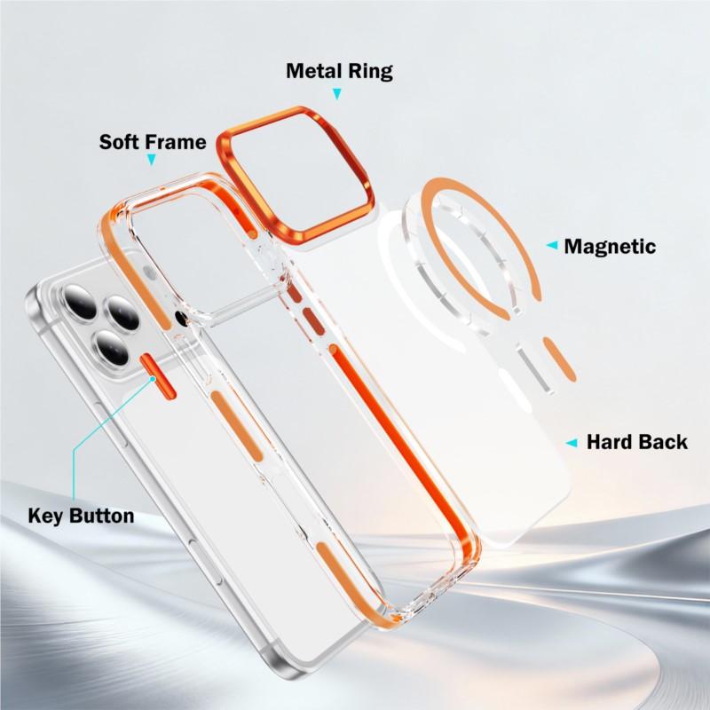 Luxury Color Bumper Armor Magnetic Case for iPhone 17 Air 16 15 14 13 Pro Max Plus For Magsafe Wireless Charge Clear Soft Cover