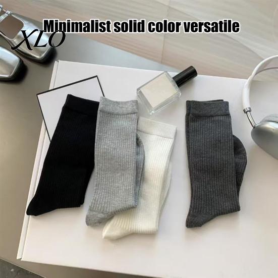 Non Slip Fitness Socks Women Crew Socks, Ribbed Knit for Autumn Winter, Minimalist Solid Color Soft Breathable Stretchy Casual Hosiery Daily