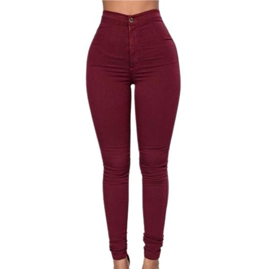 Women Pants Thin High Waist Solid Color Slim Fit Lady Pencil Trousers for Street Wear
