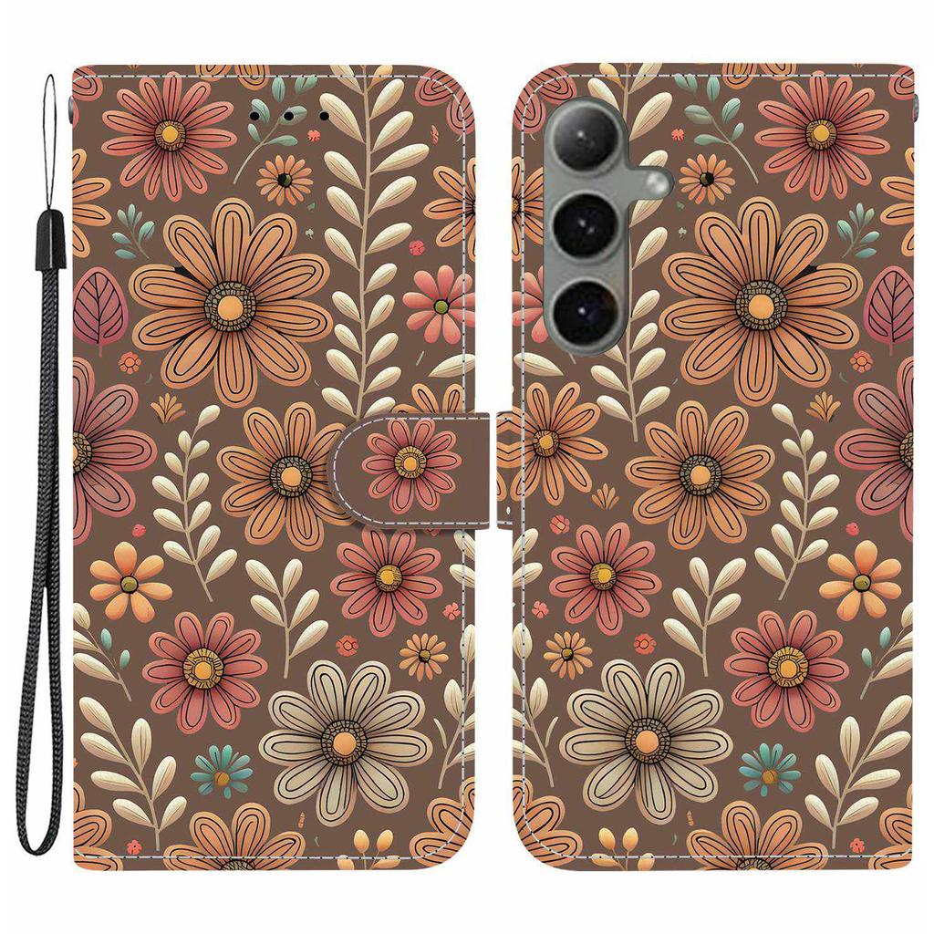 For Samsung Galaxy S25+/S24+ Wallet Case Pattern Printing Leather Stand Phone Cover with Strap