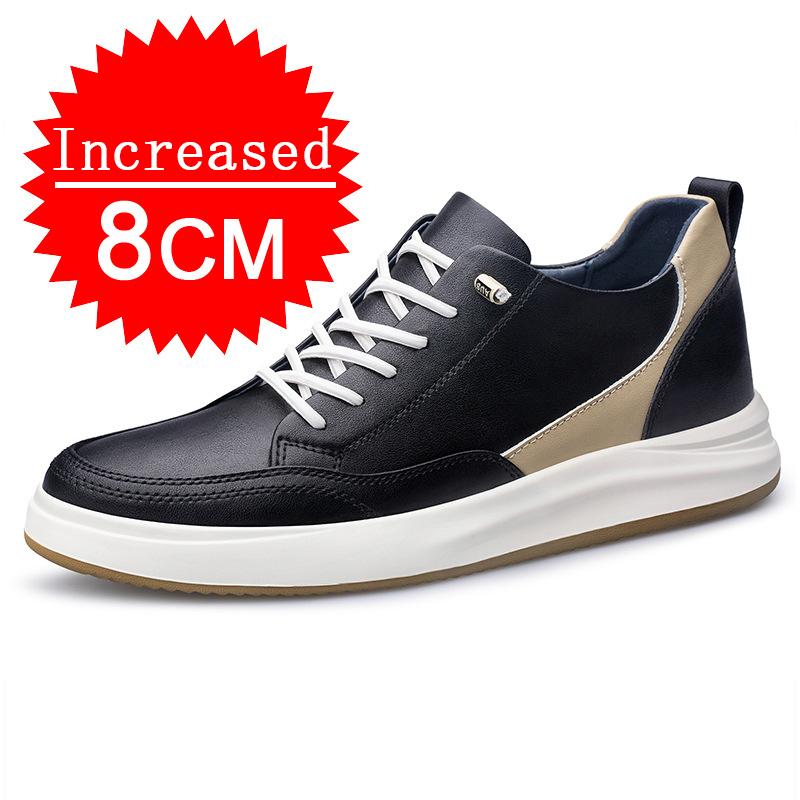 

Обувь из натуральной кожи для отдыха, мужская, увеличивающая рост, стелька, белые, массивные, удобные, дышащие, спортивные кроссовки 43