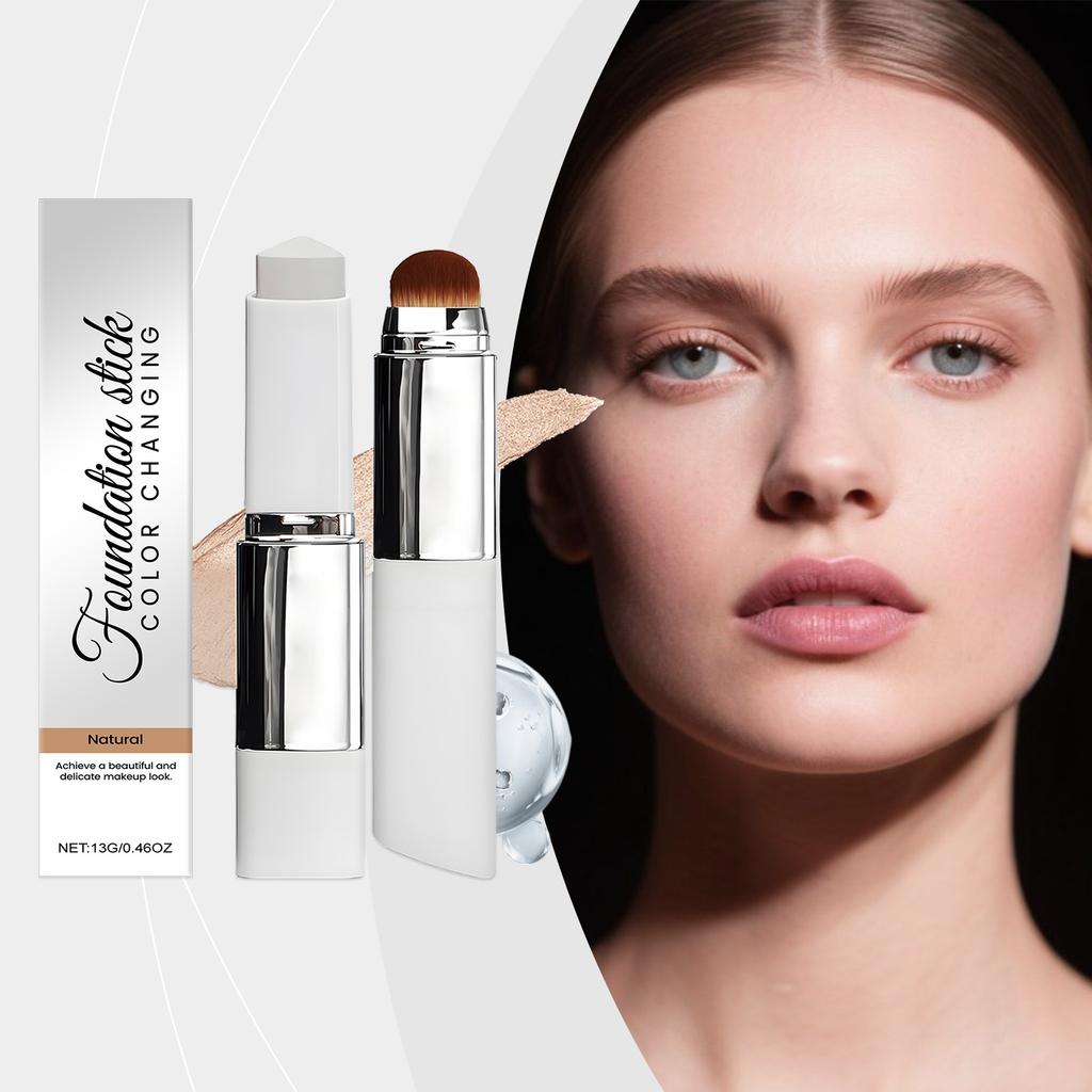 NaturalColorTwo-in-One Color-Changing Foundation Stick Lightweight and Comfortable Clear Base Makeup Hydrating ConcealerLong-Lasting Foundation