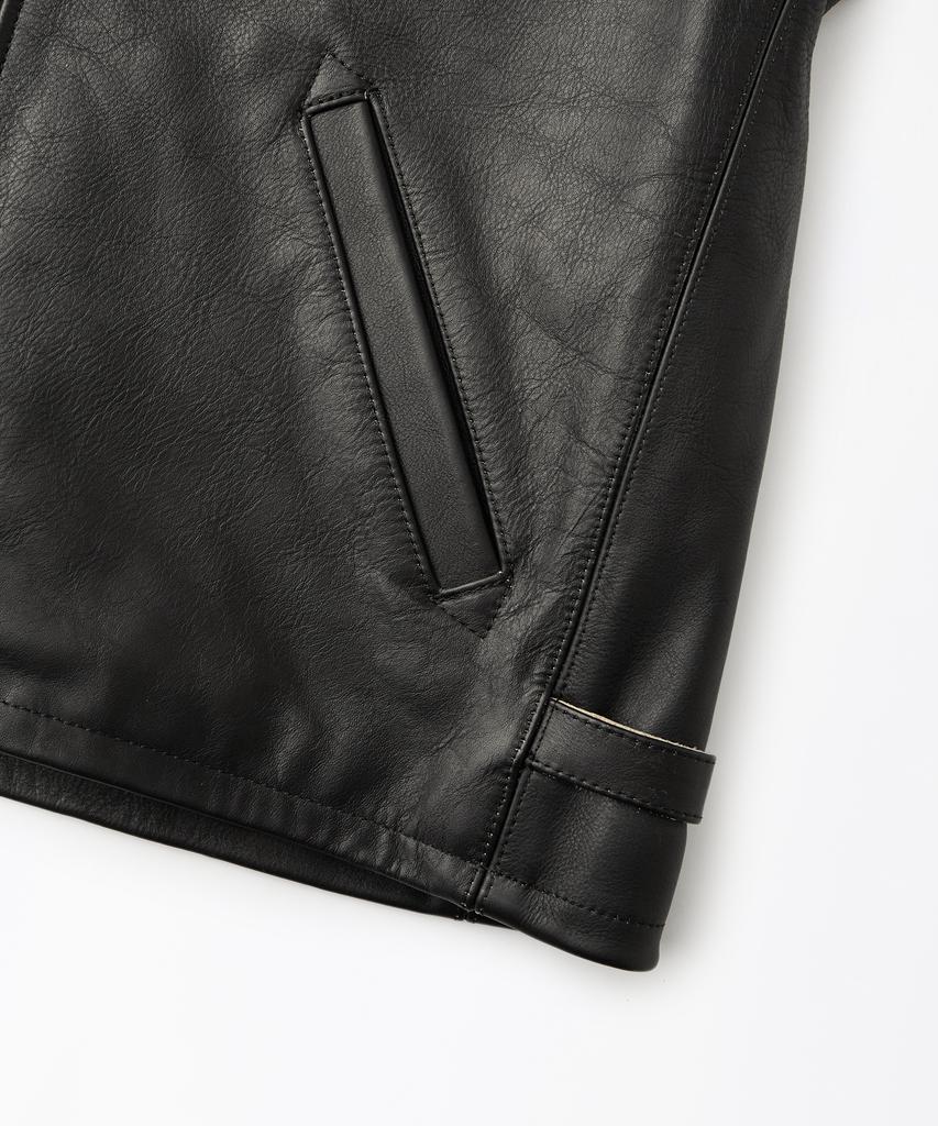 Outstanding Tea-Core Leather Sports Jacket_Black
