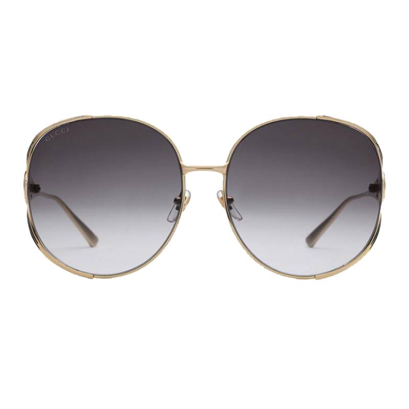 GUCCI Double G Gold Frame Round Sunglasses Women’s