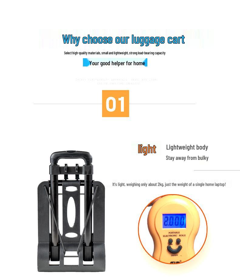 Compact 4-Wheel Folding Shopping Cart and Luggage Trolley