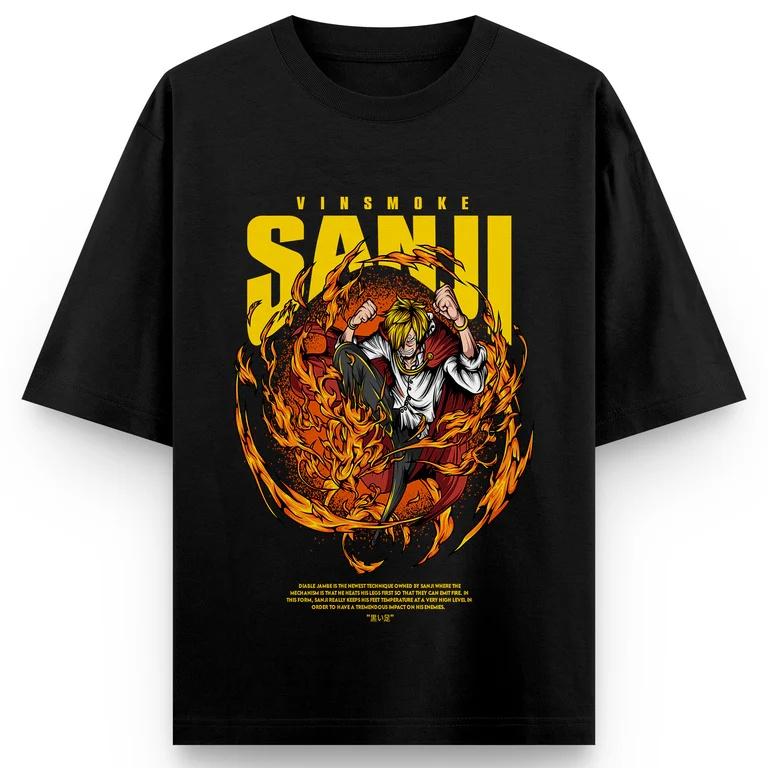 One Piece Anime Sanji Printing Cotton Tshirt Unisex And Unisex Harajuku Trend Y2k Casual Summer Absorb Sweat Tshirt