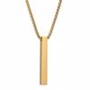 Stainless Steel 3D Rectangular Hip-Hop Necklace for Men & Couples