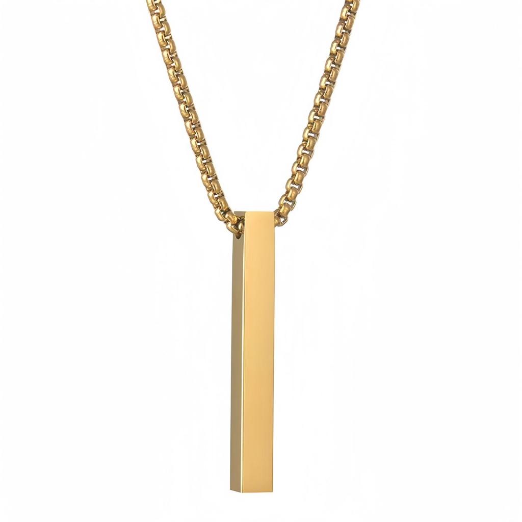 Stainless Steel 3D Rectangular Hip-Hop Necklace for Men & Couples