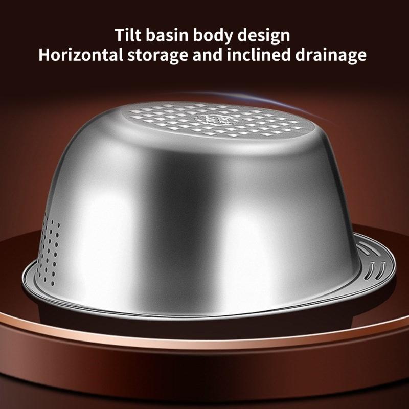 304Stainless Steel Kitchen Basin Serving Basket Washing Basket Kitchen Colander Washing Bowl for Rice and Vegetables