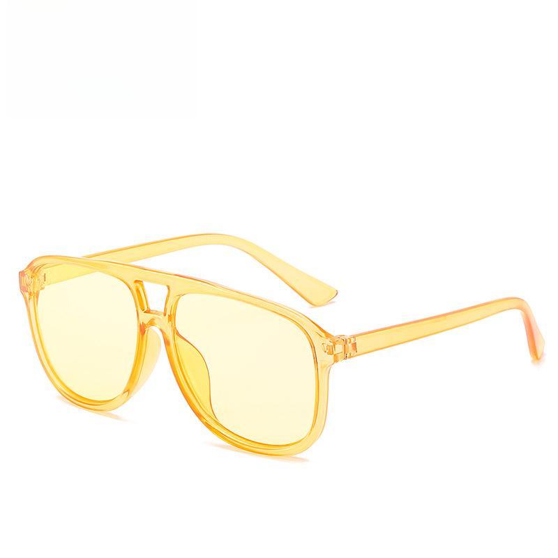 Unisex Big Frame Sunglasses Square Sunglasses Euramerican Double Nose Bridge Transparent Glasses for